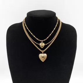 Multi-Layered Hearts Pendant Necklace