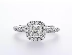 Swirl Cushion Halo Engagement Ring (1.54Ctw)